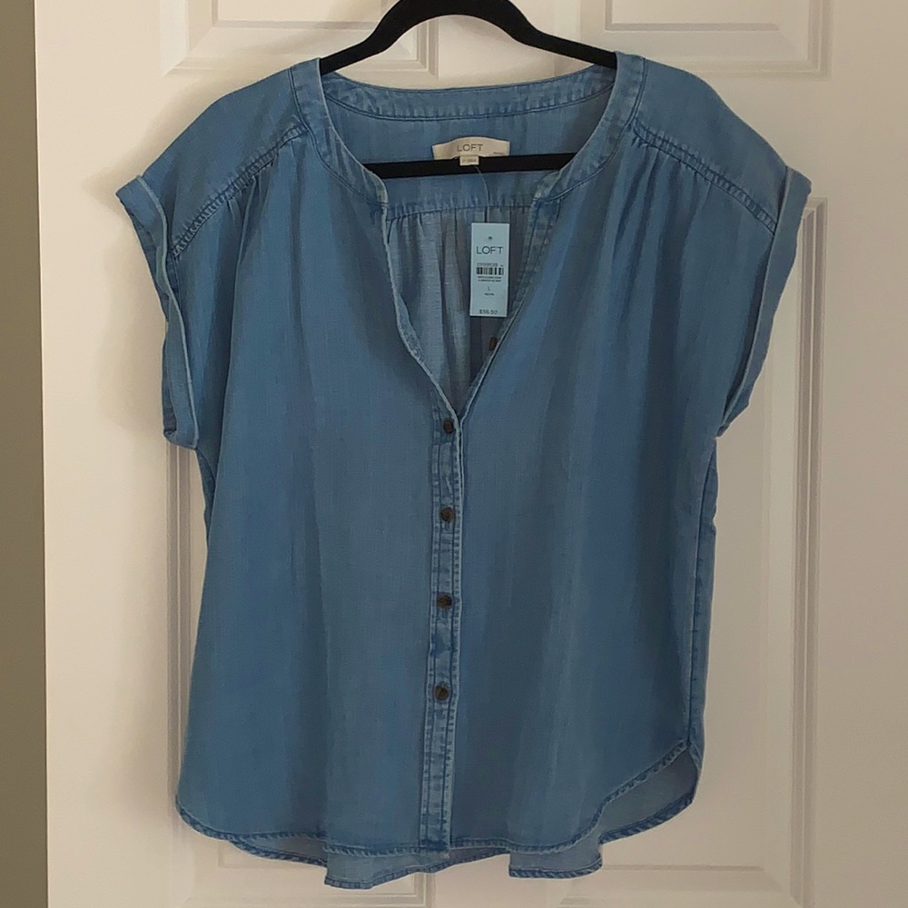 NWT Cap Sleeve Chambray Top from Loft